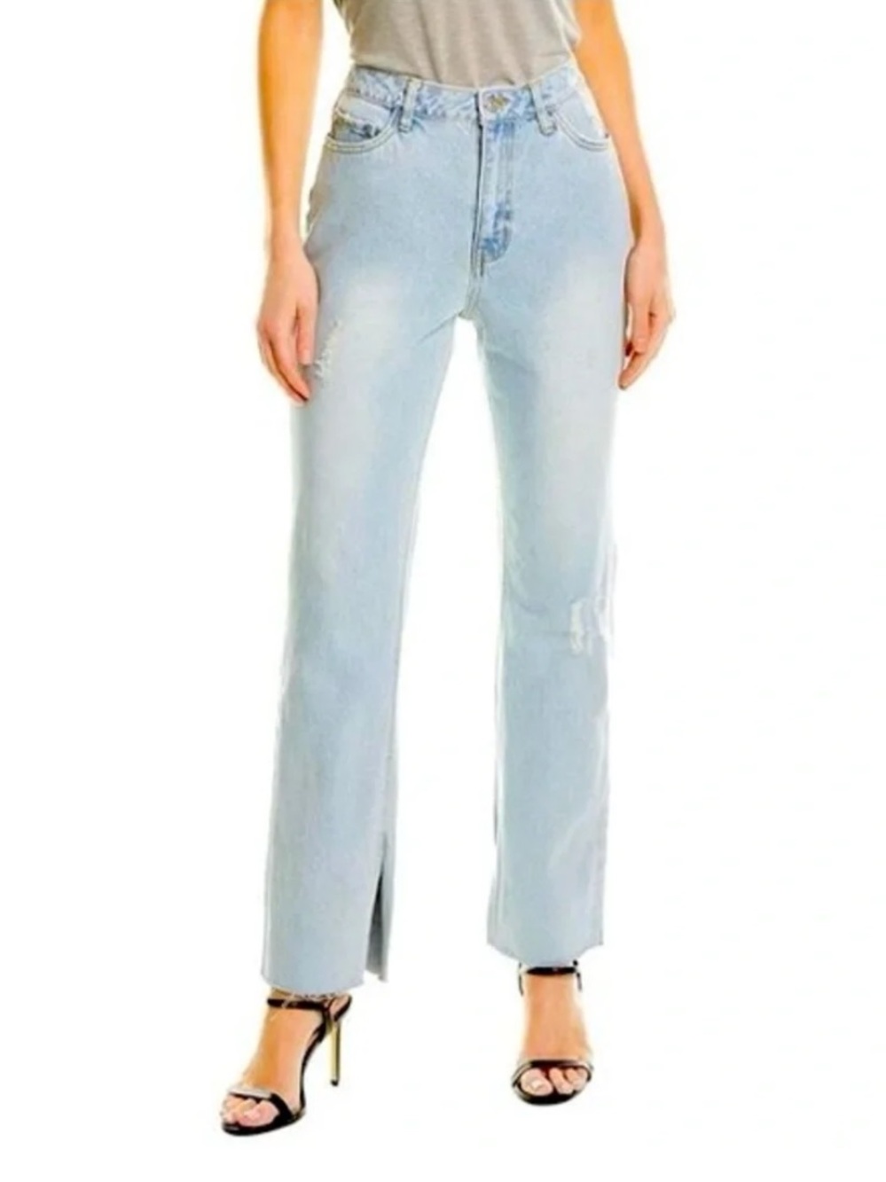 NWOT AVEC LES FILLES High Rise Split Hem Distressed Jeans